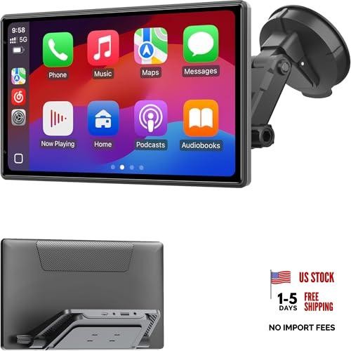 Wireless CarPlay Screen for Car – Portable Dash 9″ HD IPS Screen with