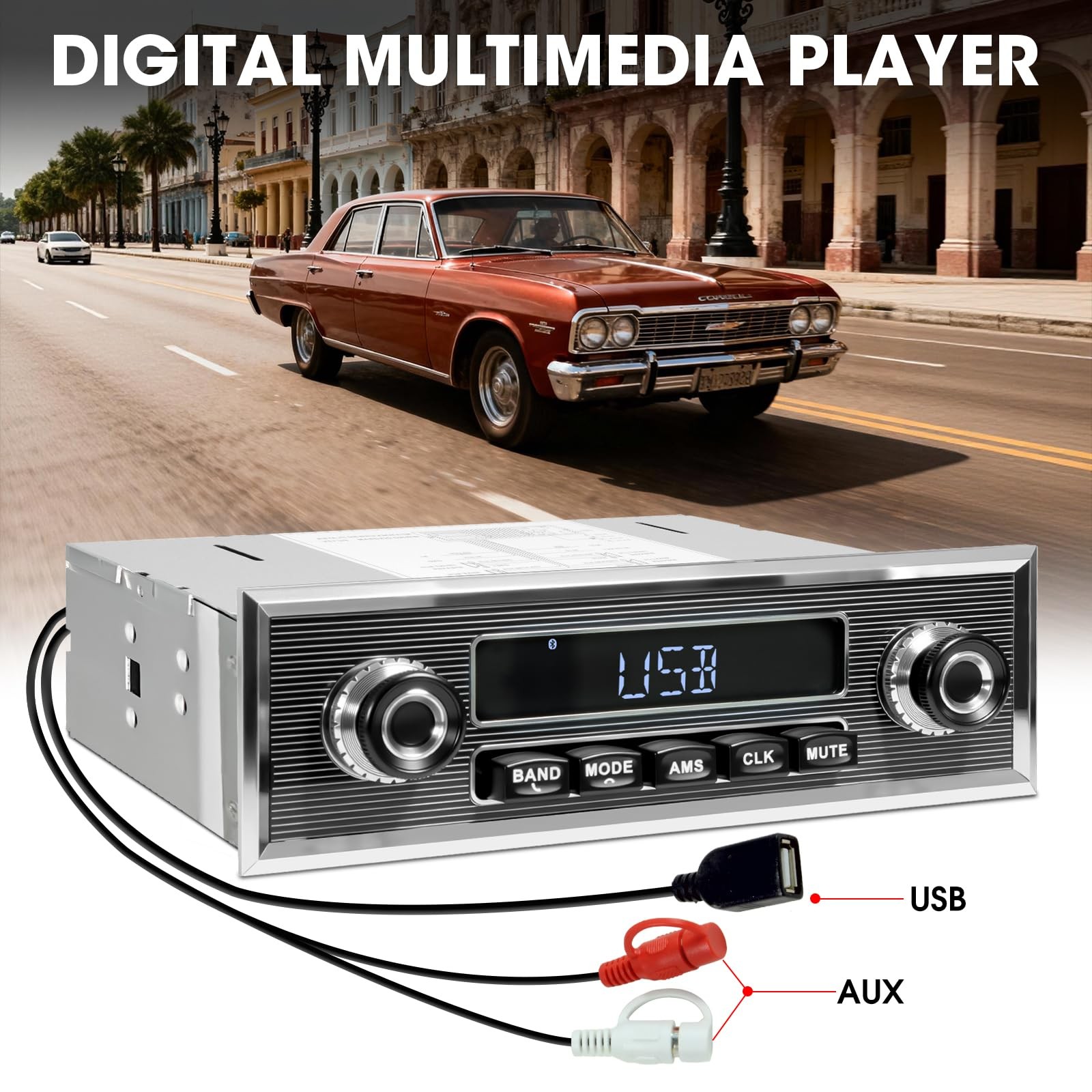 Retro Car Radio Receiver with Bluetooth: Single Din Vintage Stereo for…