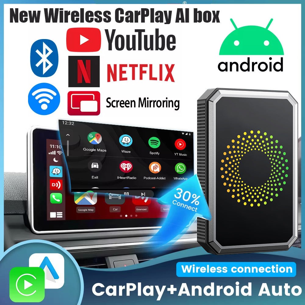 Wireless CarPlay AI box Android Auto Adapter Converter WIFI with Netflix YouTube
