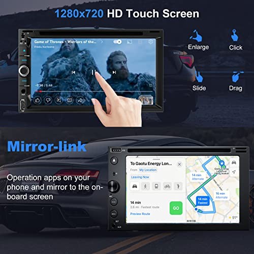 Double Din Car Radio Stereo with 7-Inch Touch Screen, Support CD/DVD