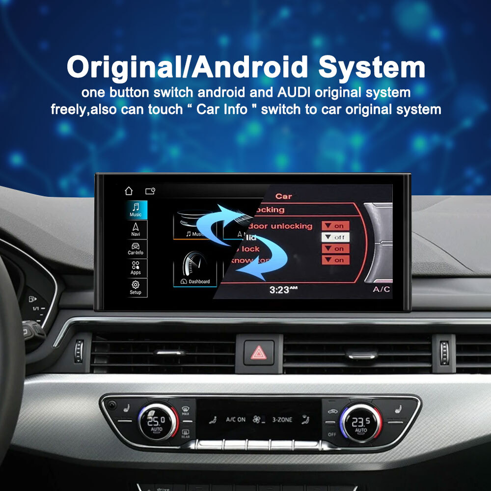 12.3″HD Car Radio for Audi A4L 2017-2021 Carplay Mirrorlink DSP BT Music SWC FM
