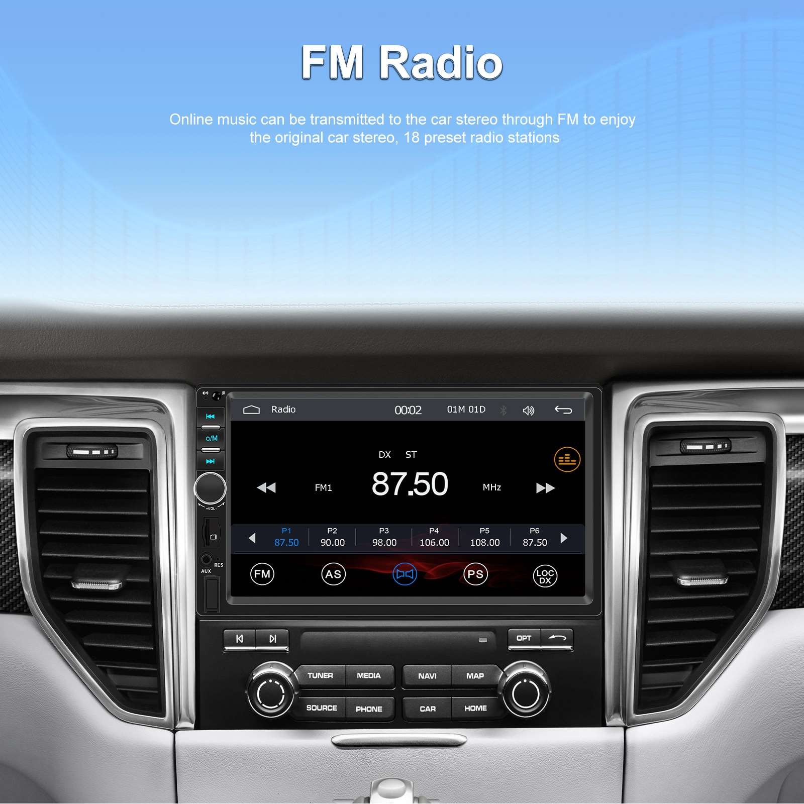 7″ Double Din Car Stereo Touch Screen Radio Apple CarPlay Android Auto Head Unit