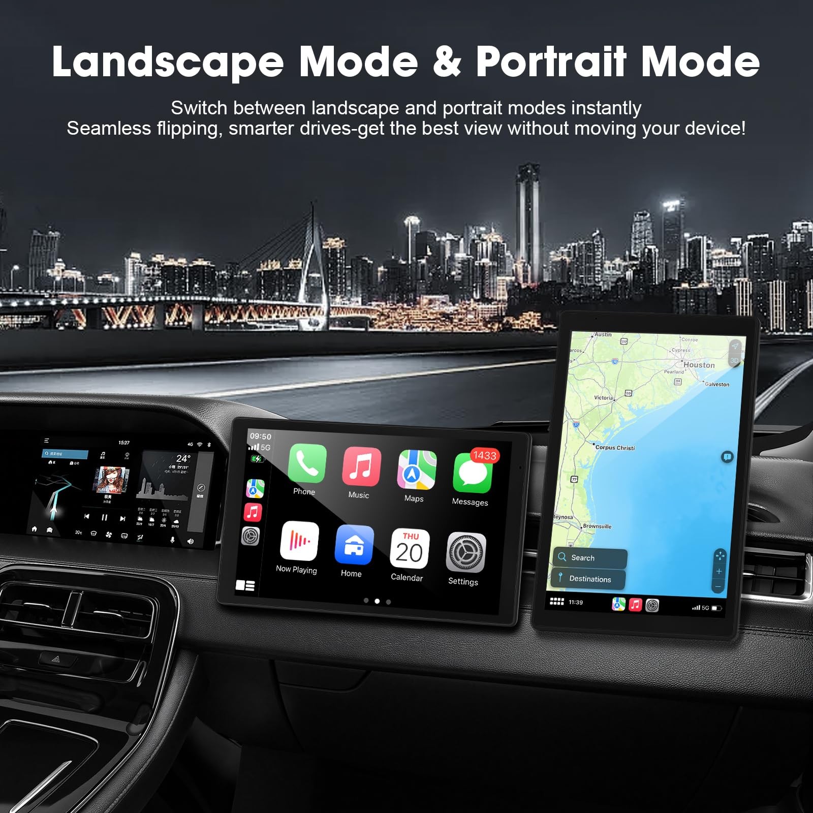 8” Wireless Carplay Screen for Car, Portable Apple Car Play & Android Auto C…
