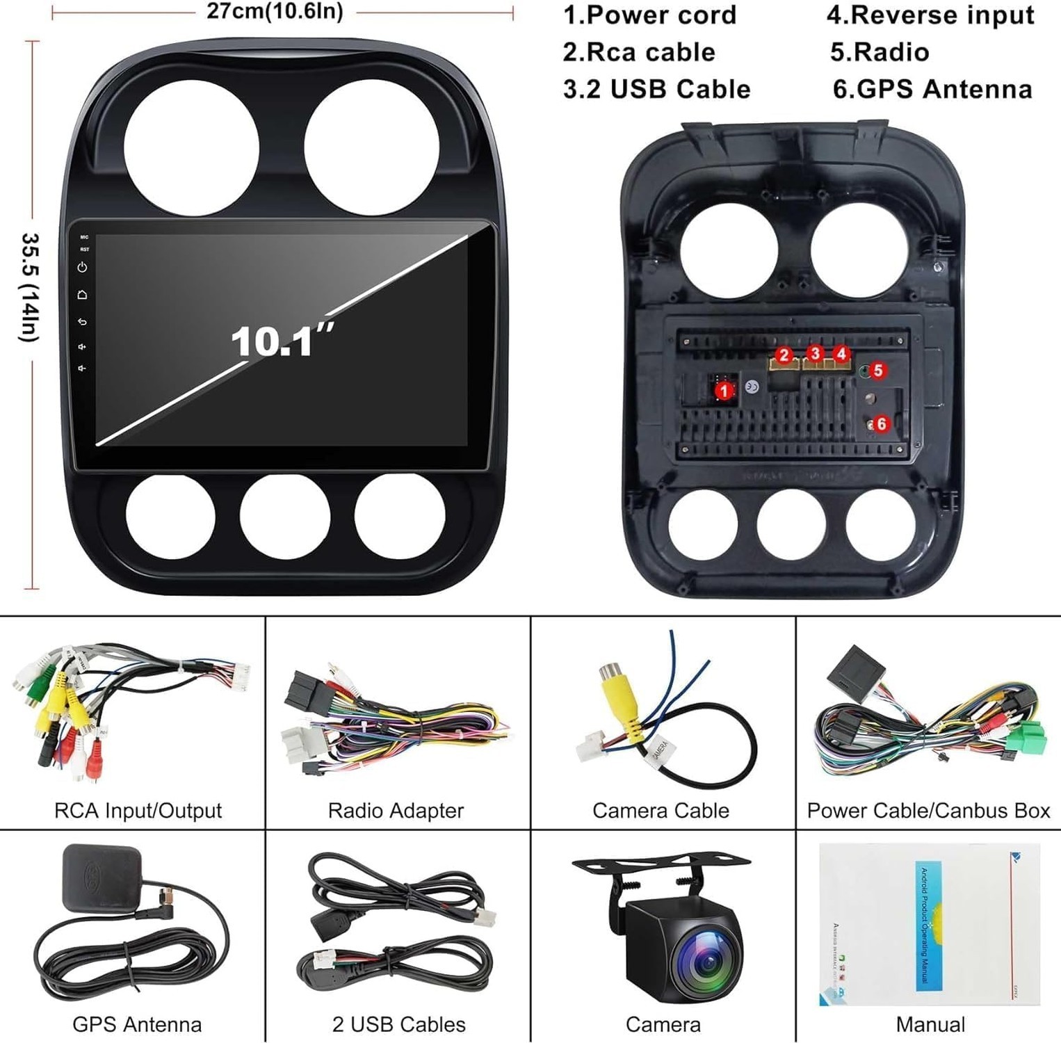 [4+64G] Android 13 Car Stereo for Jeep Compass Patriot 2010-2016 Support Wire…