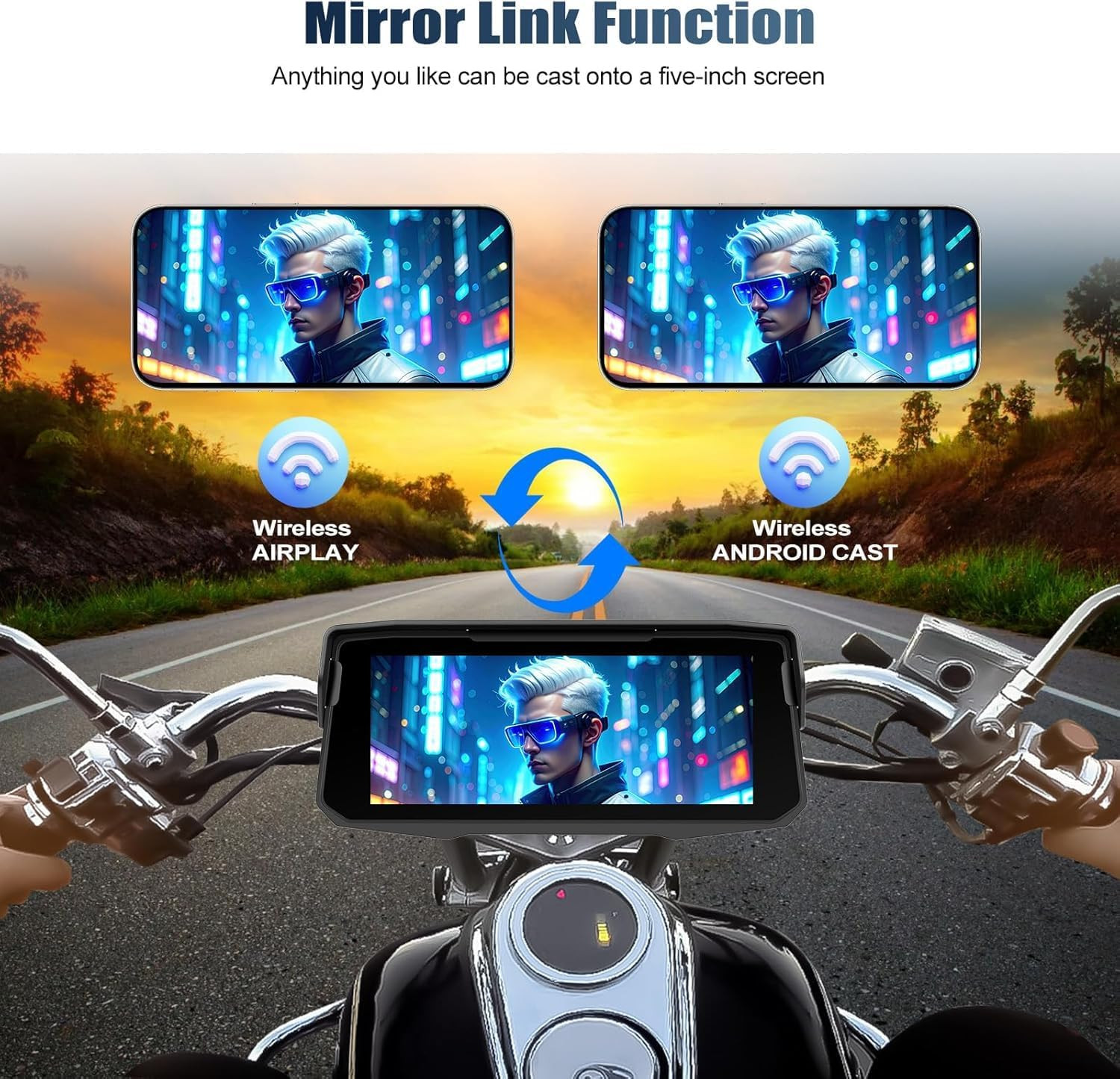 6.86 Inch Motorcycle Carplay Screen with Wireless Carplay & Android Auto, IP68 W