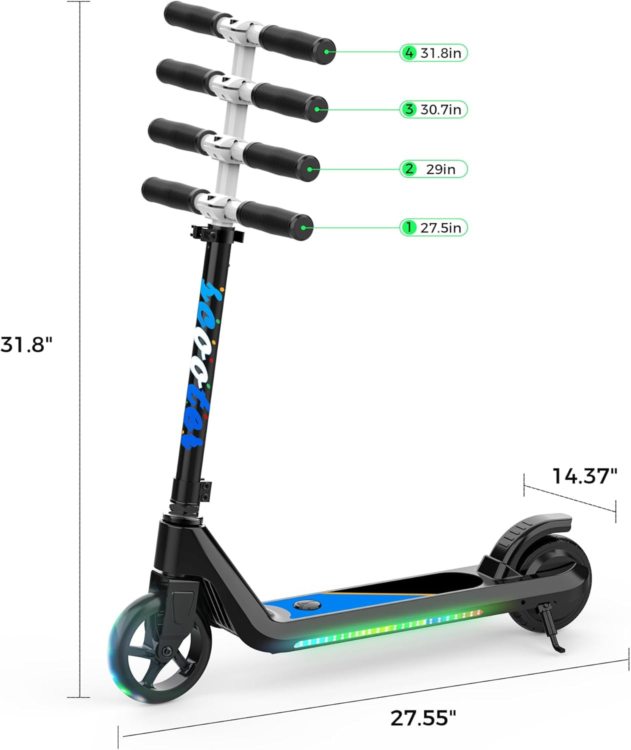Electric Scooter for Kids Age 6-10, Kick-Start Boost Scooter with Adjustable Spe