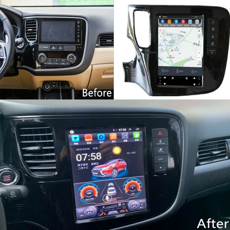 10.4″ Android Navigation Car Gps Tesla Style For Mitsubishi Outlander 13~20