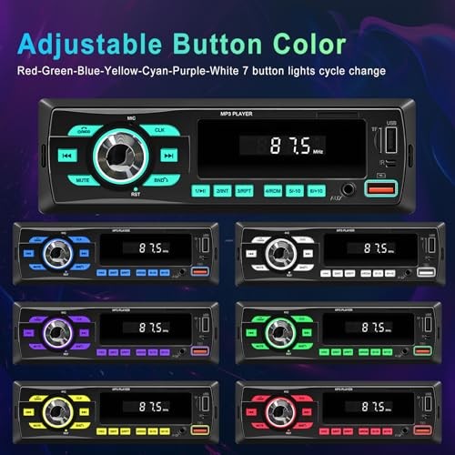 Car Radio Bluetooth Single DIN Car Stereo Audio, Car Audio with Dual P4