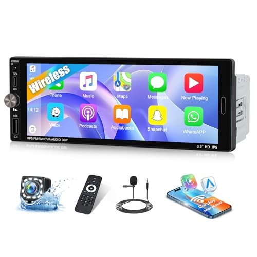 Single Din Touchscreen Car Stereo with Wireless 6.9 Inch with A Button