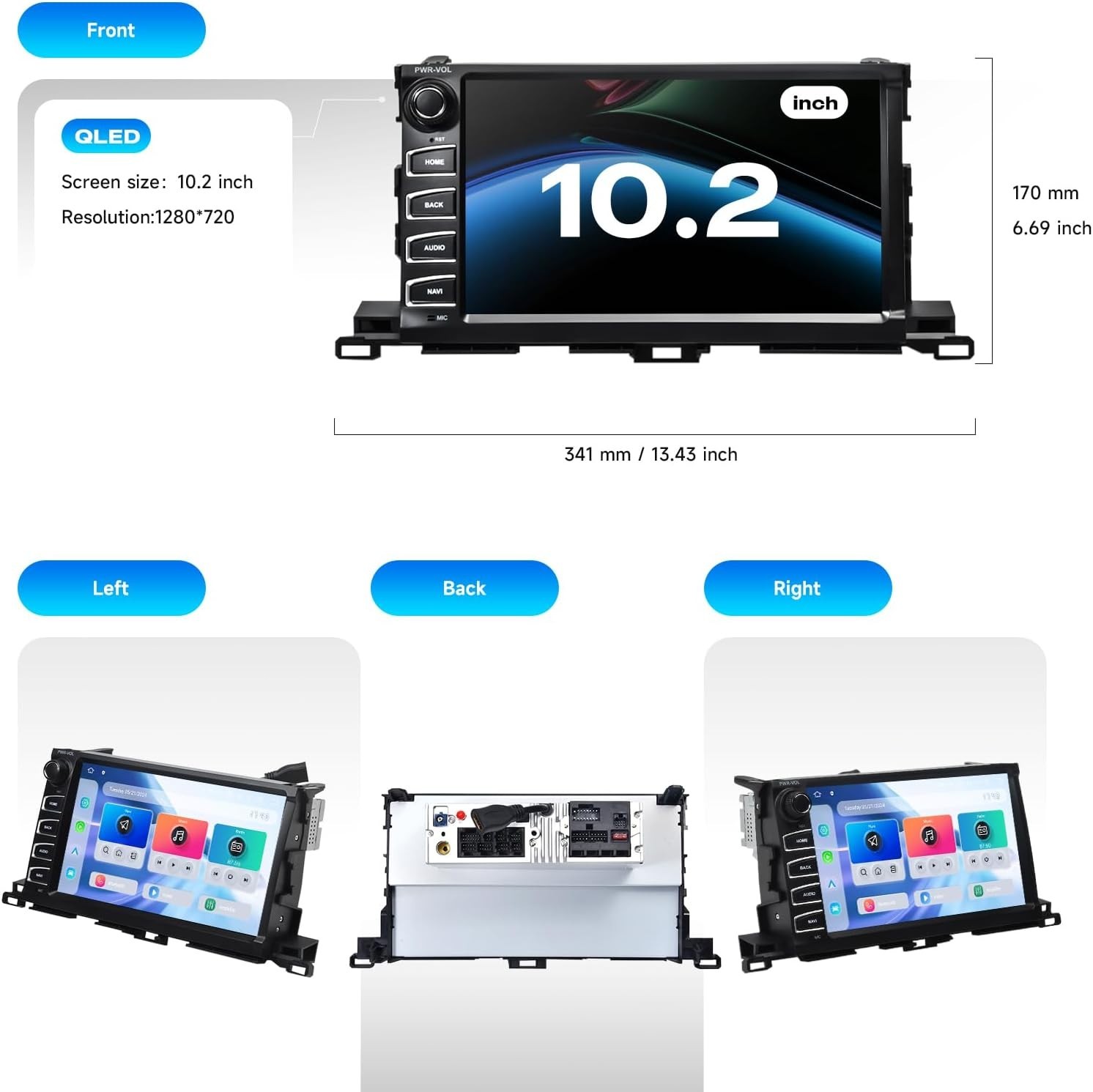 Dasaita 10.2″ Android 13 Car Stereo for Toyota Highlander 2015-2019 4G LTE DTS