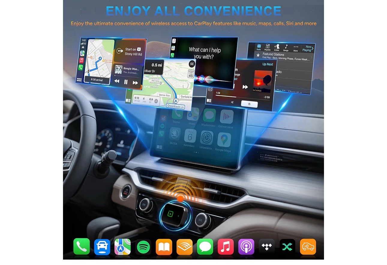 Carplay Wireless Adapter (Carplay Gray) Wired to Wireless