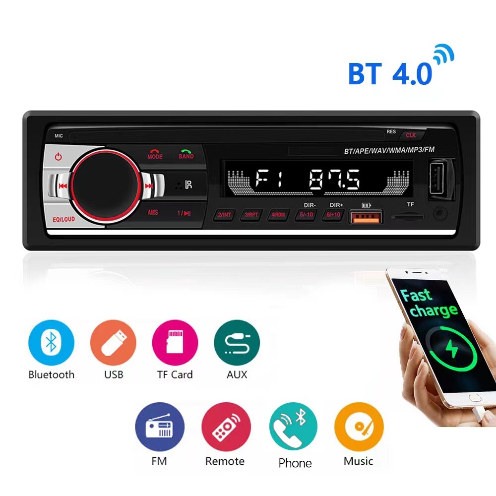 REAKOSOUND Bluetooth Single Din Car Stereo MP3 Player Radio In-Dash Fm USB AUX