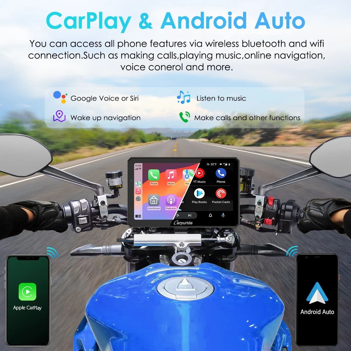 Carpuride W712D TPMS Wireless Carplay Wired Controlled Rotatable screen Dash Cam