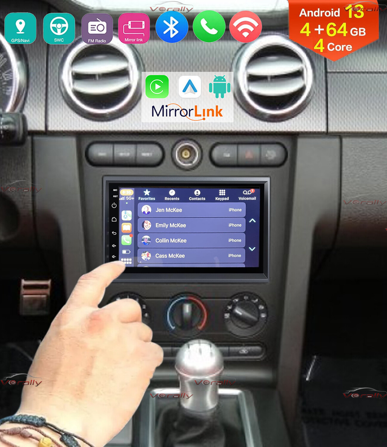for Ford Mustang 2005-2009 Radio , 4+64G Android 13 , Apple CarPlay Android Auto