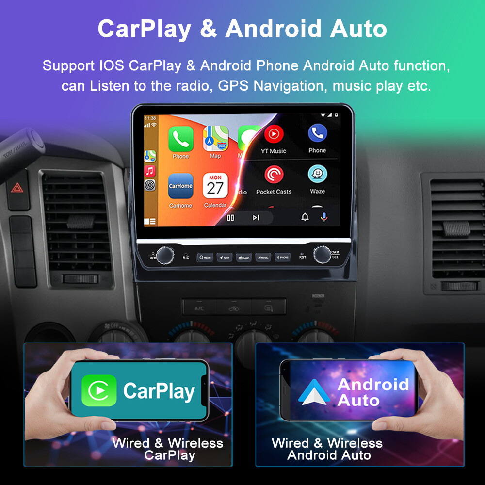 64G CarPlay For Toyota Tundra 07-13 Sequoia 08-18 Android13 Car Stereo Radio GPS