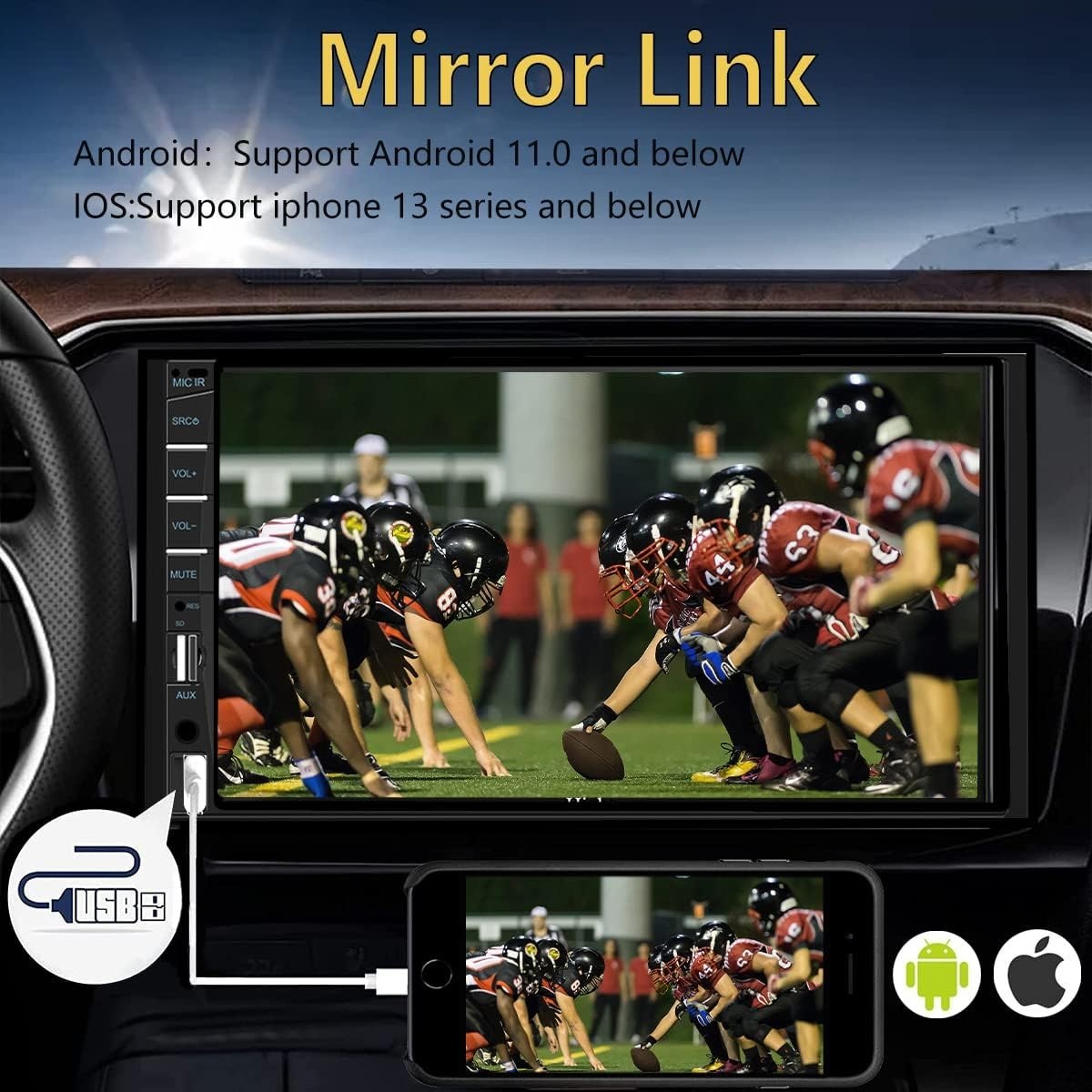 Advanced 7 Inch Bluetooth Car Stereo with Touchscreen and Dual Camera Support