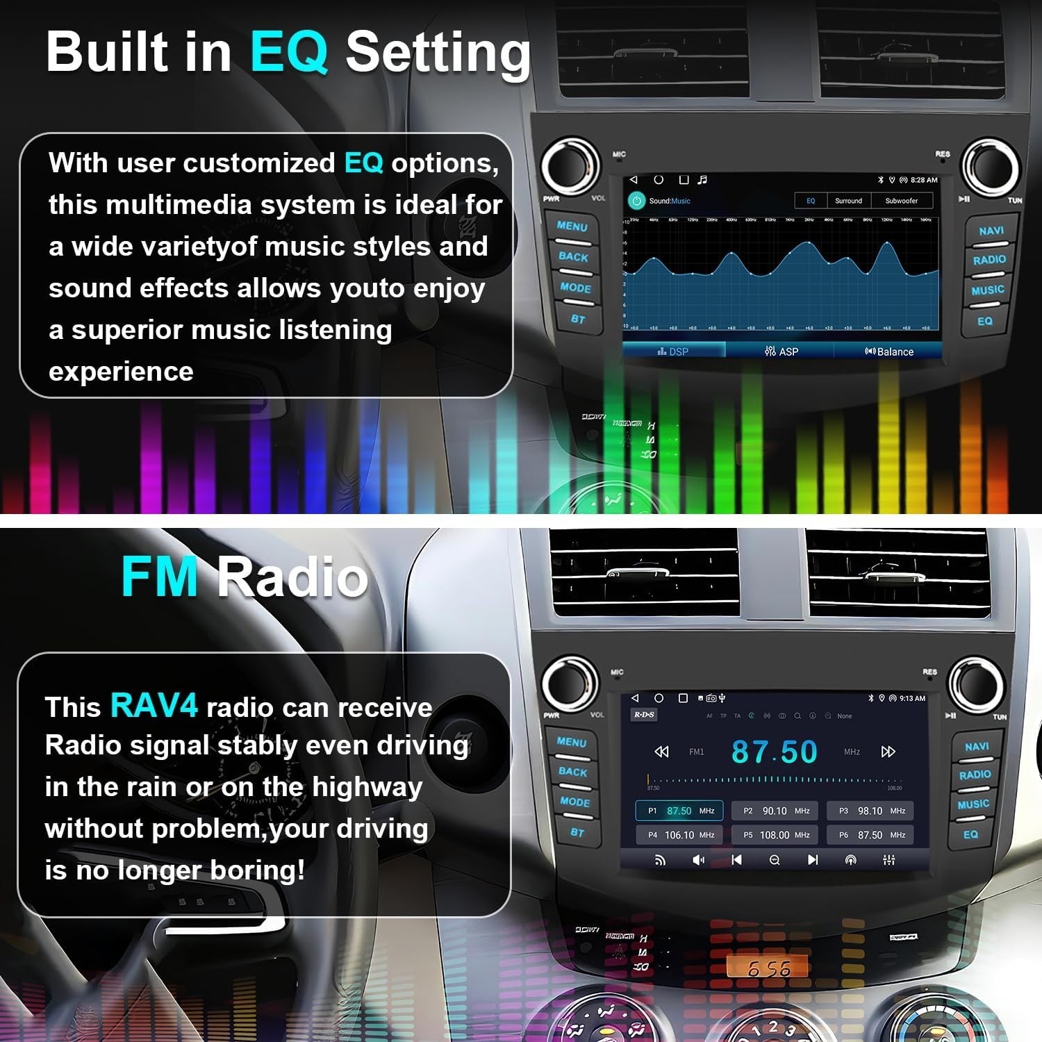 For Toyota RAV4 2006-2012 7″ Android 15 Wifi Apple Carplay Car Stereo Radio GPS
