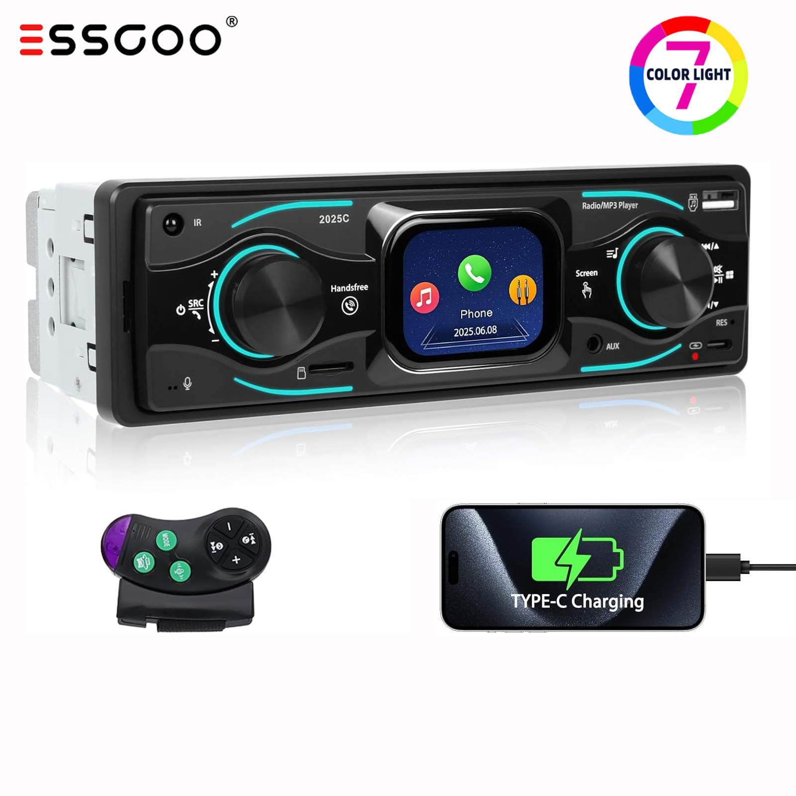 2.17″ Touch Screen Bluetooth Single Din Car Stereo MP3 FM Radio/MP3/SD/AUX/USB