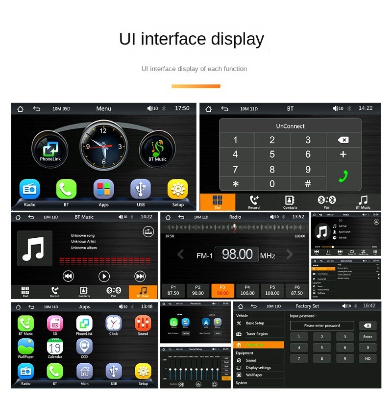 New 7 Inch Portable Wireless Carplay CarPlayer Multimedia Bluetooth Card Host