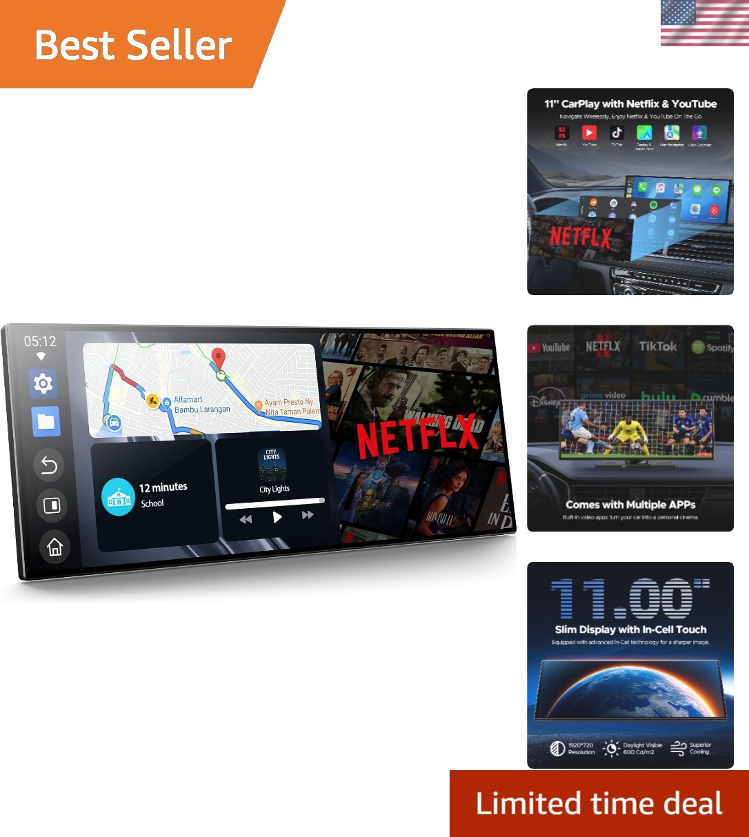 11” Wireless CarPlay Screen with Built-in Netflix & YouTube – Ultimate Car E…