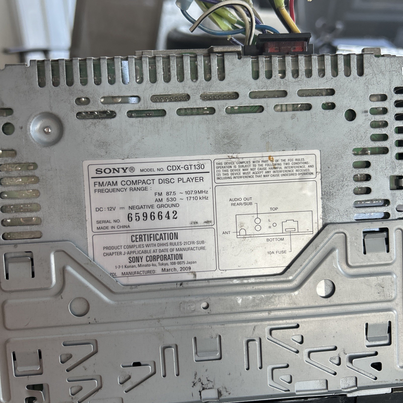 Sony CDX-GT130 CD Player In Dash Receiver