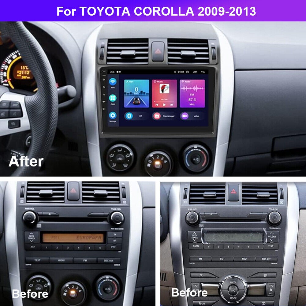 Apple Carplay Android15 Car Stereo GPS Radio Camera For Toyota Corolla 2009-2013