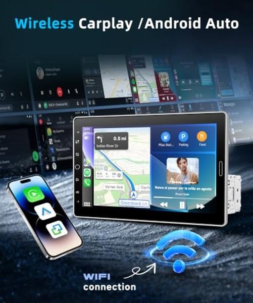 2026 Upgrade 10.1’’ IPS Rotatable Car Stereo, Single Din Touchscreen Radio