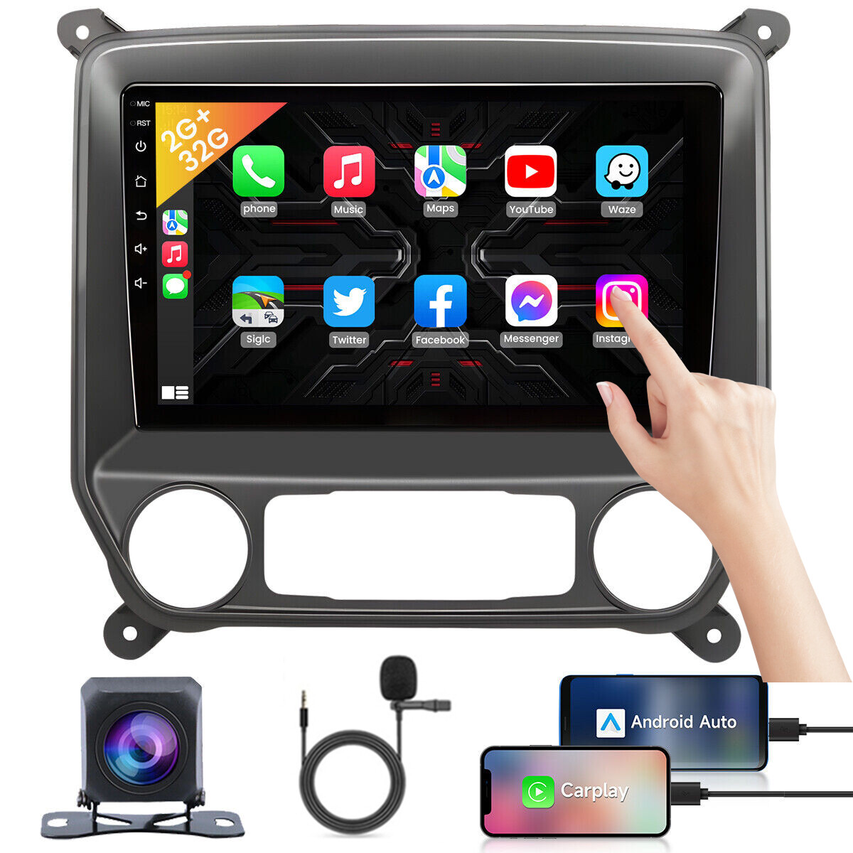 IPS Touchscreen Car Stereo Radio GPS For 2014-18 Chevrolet Silverado GMC Sierra