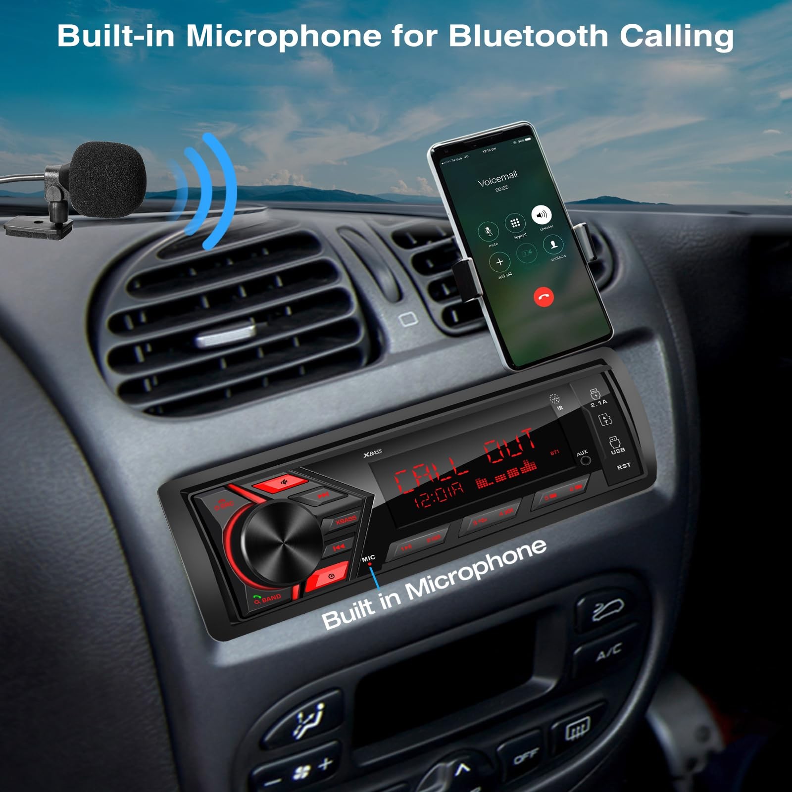 Bluetooth Car Stereo Marine Radio: Single Din LCD Display Audio System – Indash