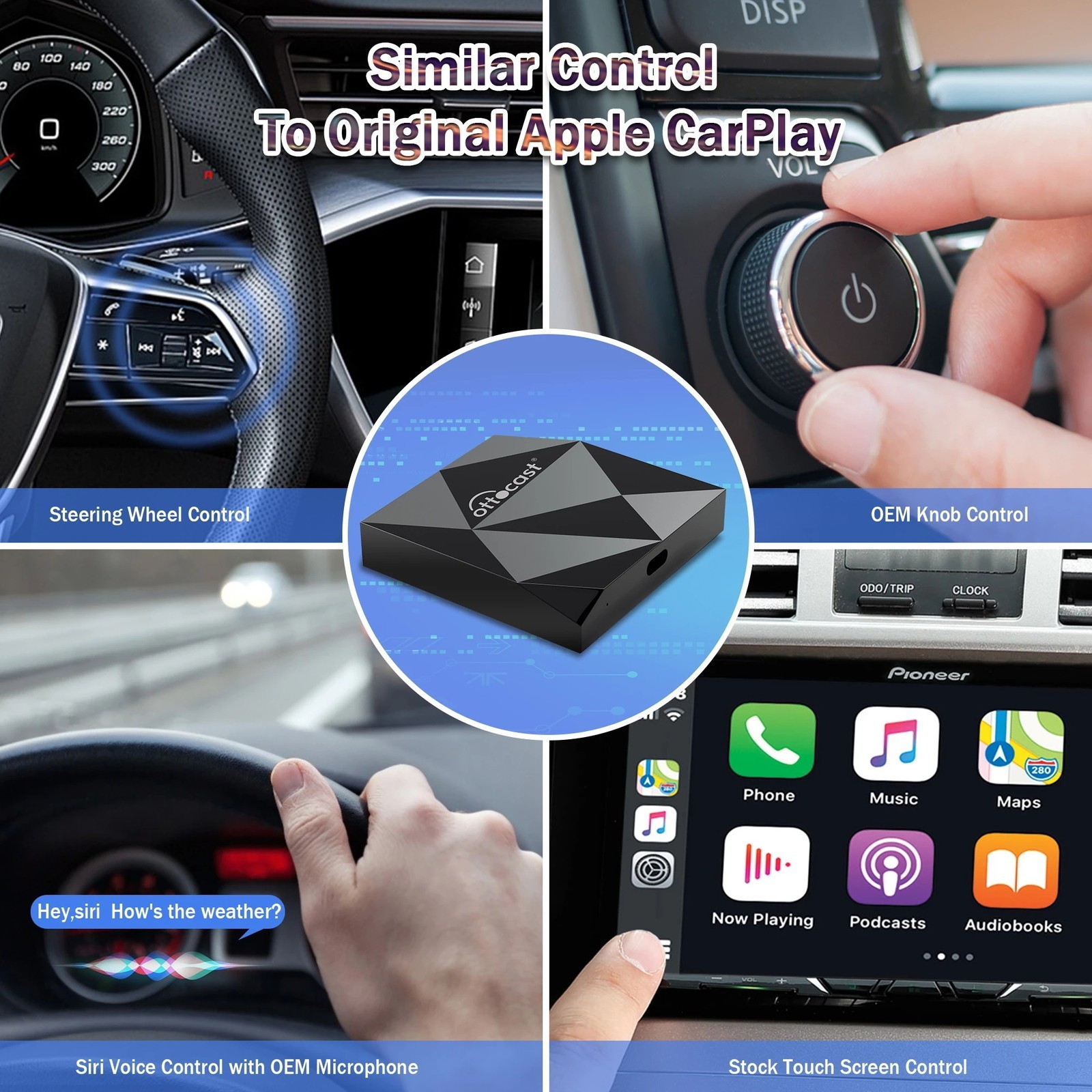 Auto Mini Wireless CarPlay Adapter CarPlay Dongle For OEM Wired CarPlay Cars
