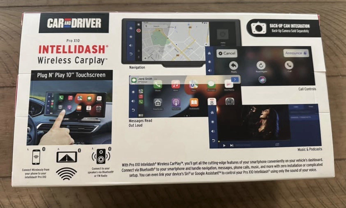 Car and Driver Intellidash Pro X10 Wireless Carplay, New, 10″ Touch Screen Displ