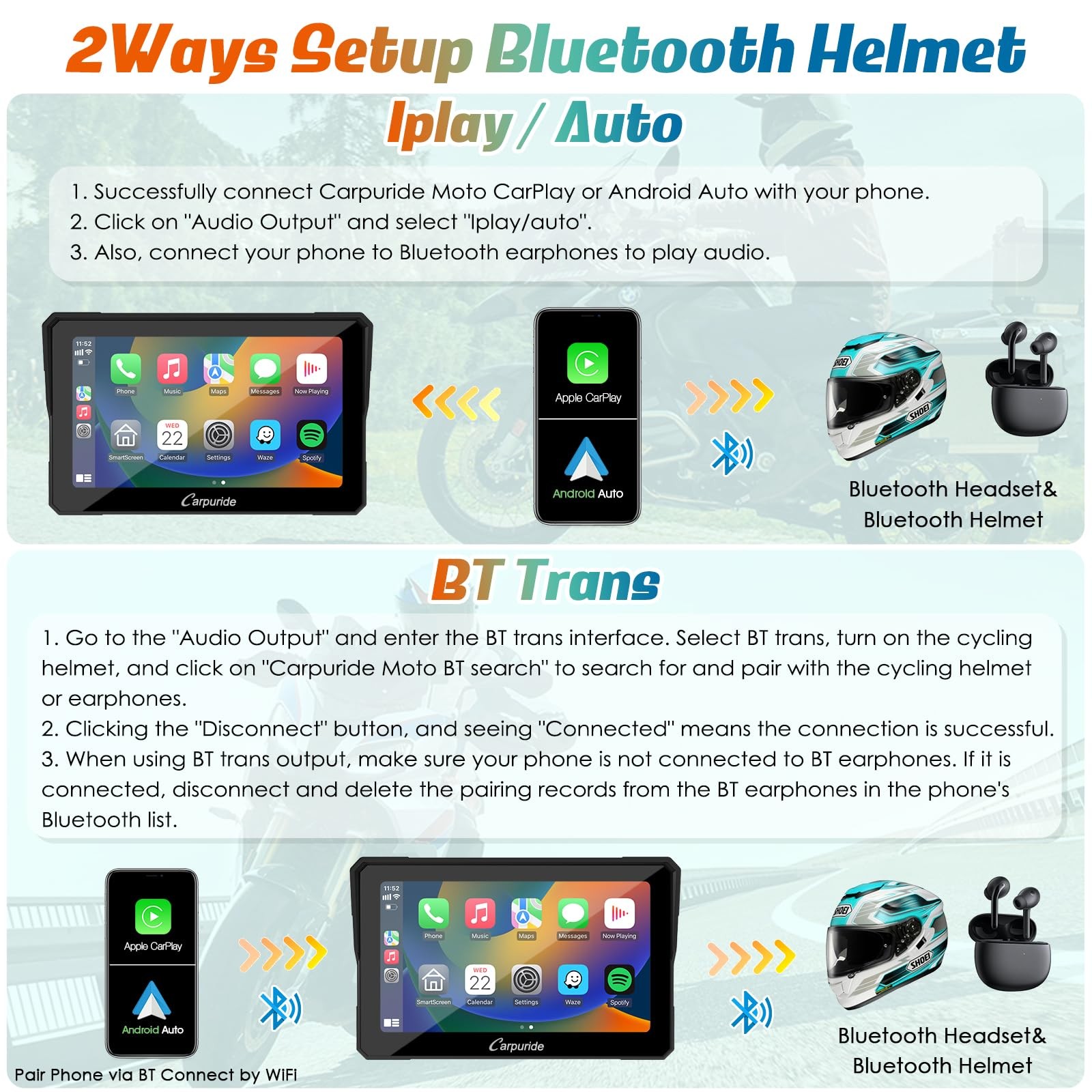 W702b Motorcycle Carplay Screen For Bmw R1200gs R1250gs S1000xr Motorcycle 7 Inc
