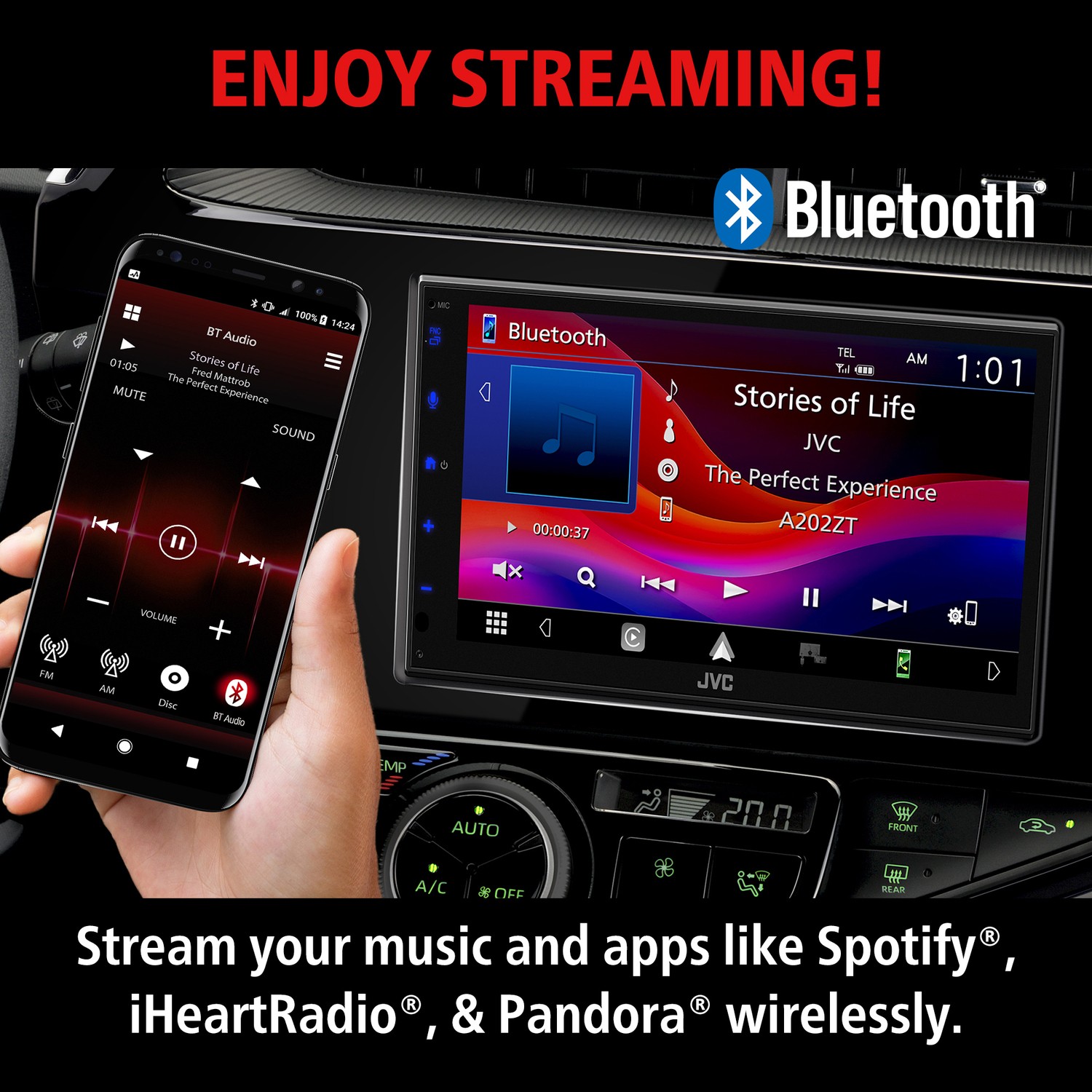 KW-M590BT 6.8-In. Car In-Dash Unit, Double-DIN/Single-DIN Short Chassis…
