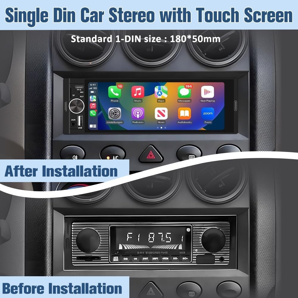 6.36 Inch IPS Touch Screen Car Stereo with Bluetooth, Backup Camera & Microphone
