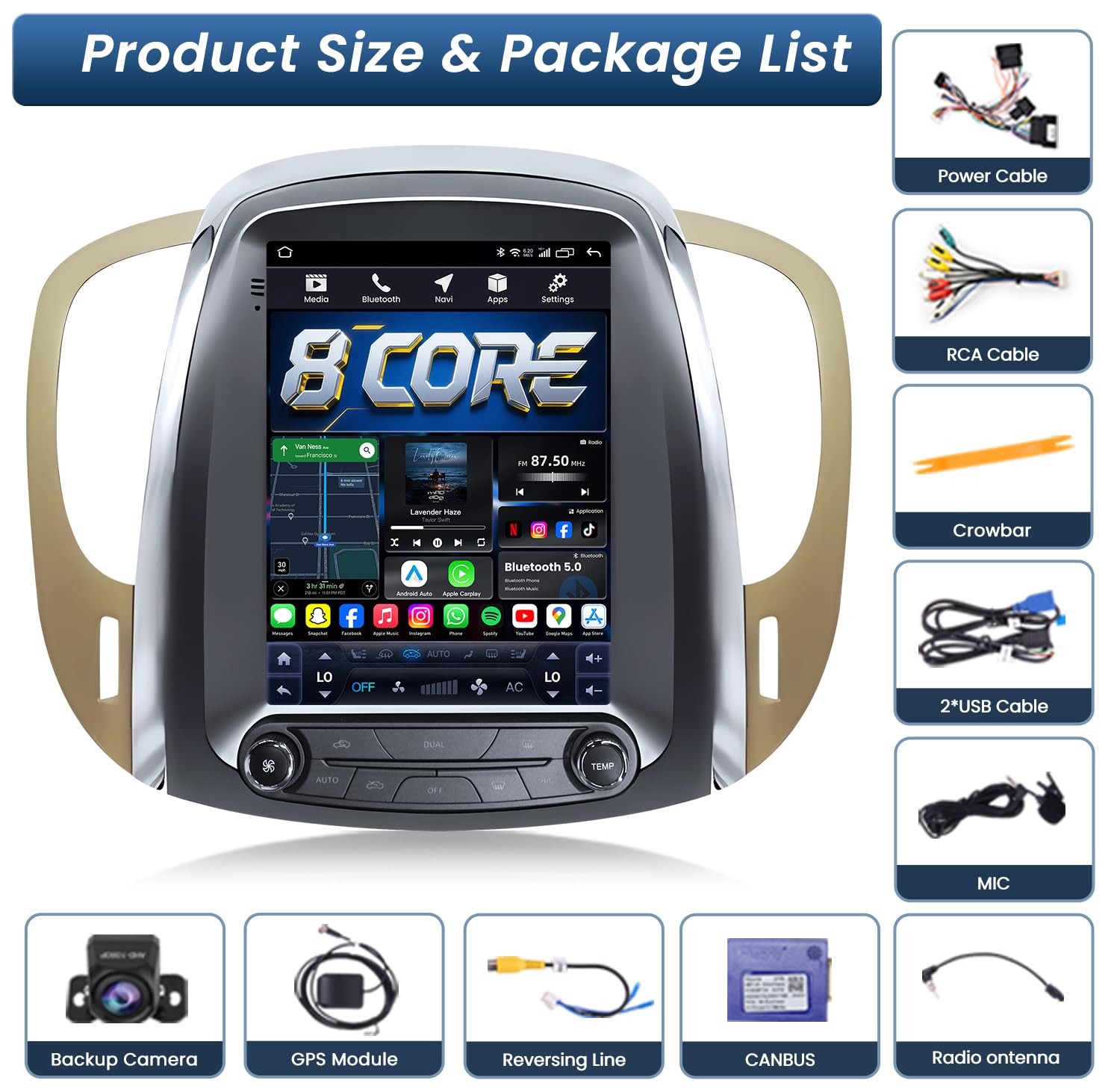 for Buick Lacrosse 2010-2013 Android Auto Navi Stereo Carplay 64G Car Radio
