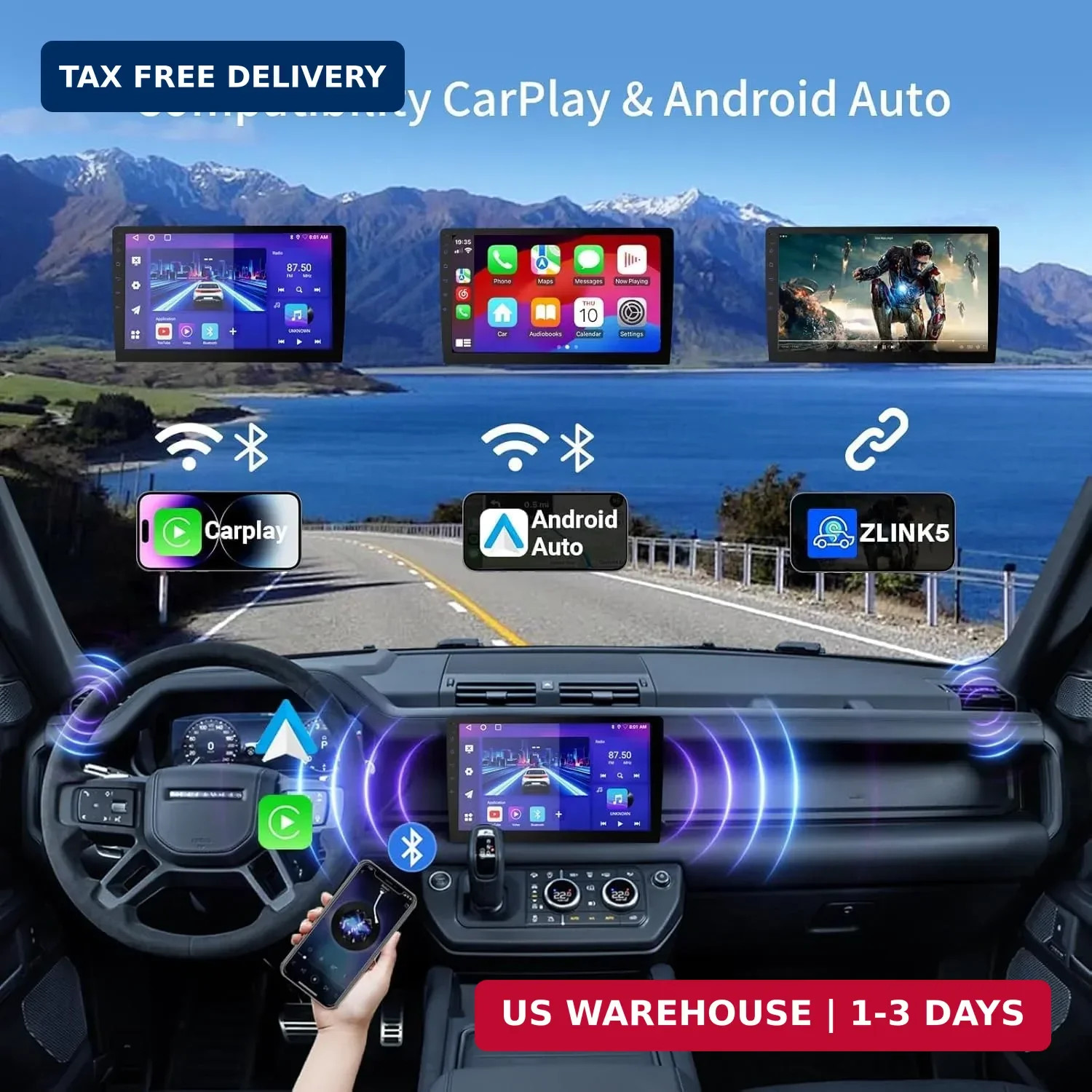 Haudio Double Din Android 13 Car Stereo Receiver – 10.1″ Universal HD Touchscree