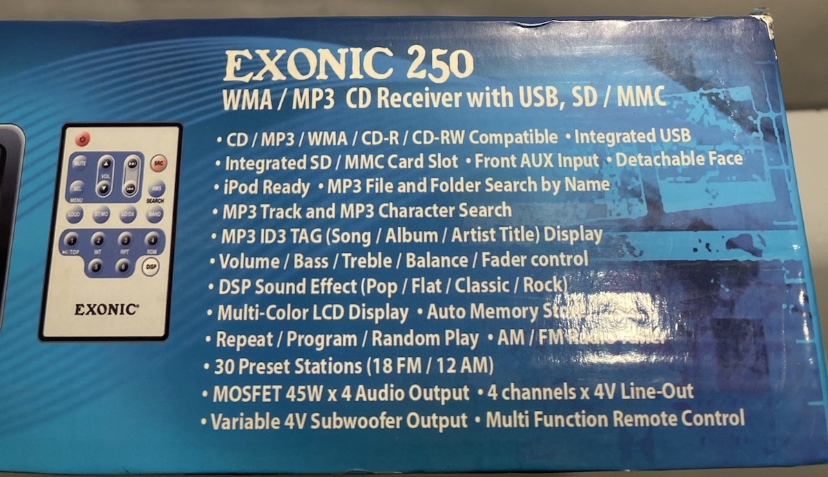 NOS VTG Sealed Exonic 250 CD MP3 WMA USB SD Receiver HTF Sealed