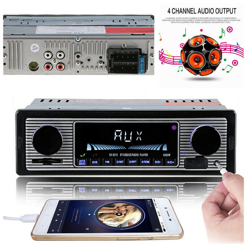 Car Stereo Dual knob Built-in Bluetooth+microphone USB/SD/FM Radio Player&Remote