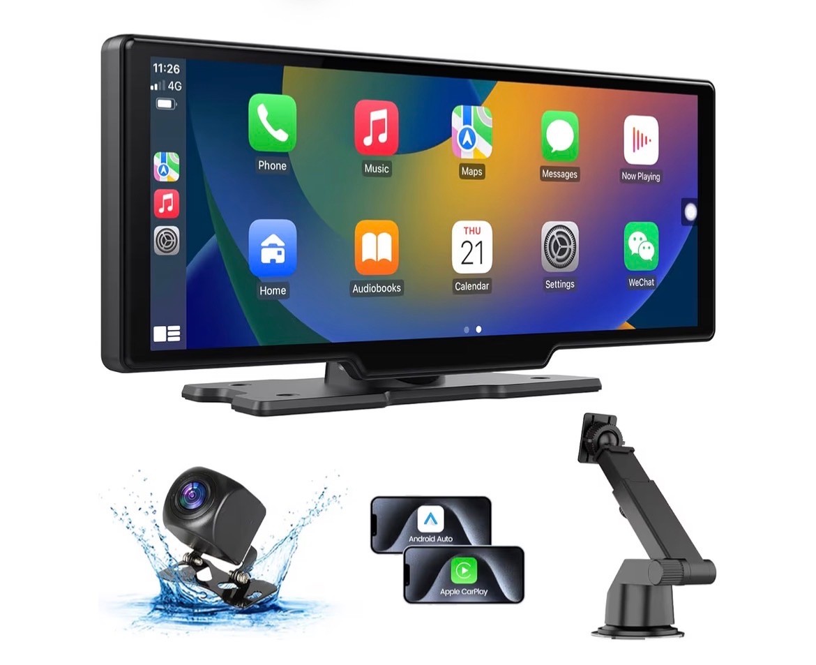 Wireless Carplay Screen for Car, 10.26″ HD Car Stereo Touch Screen with Android