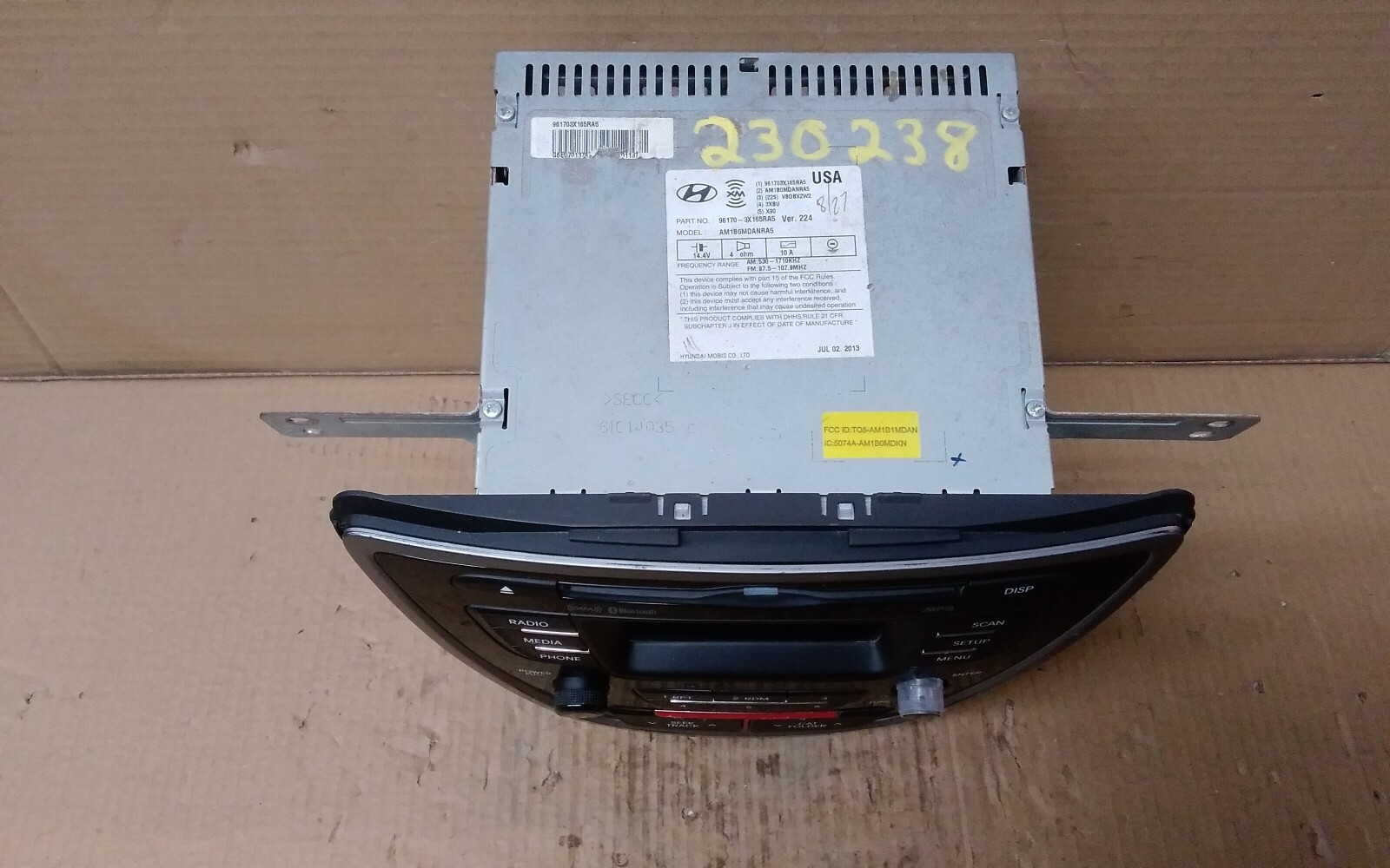 2013 HYUNDAI ELANTRA AM FM CD MP3 RADIO ID-96170-3X165RA5