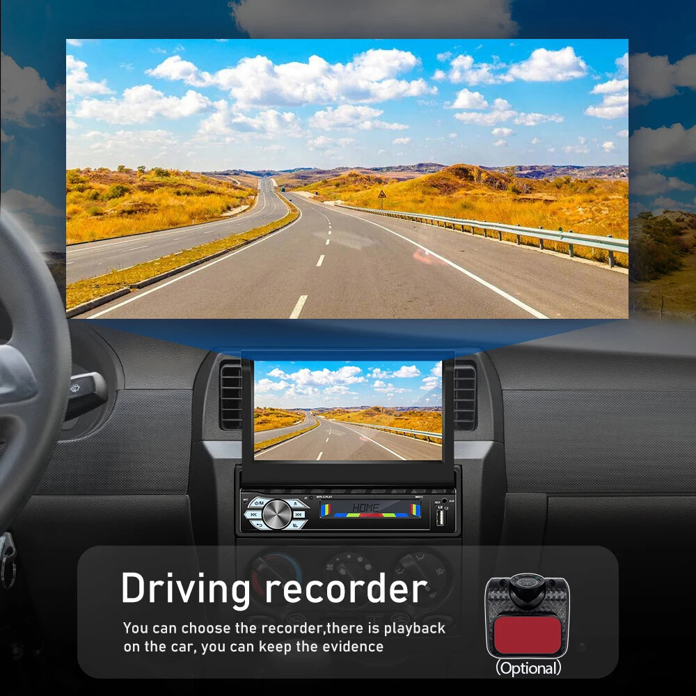 Single 1 Din 7″ Wireless Carplay Touch Screen Car Stereo Radio Telescopic Screen