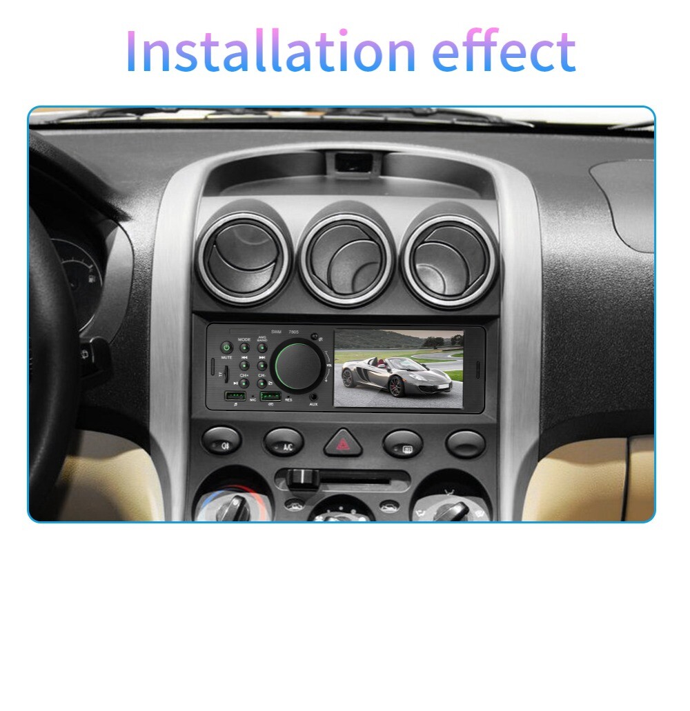 Single 1 Din 4″ Touch Screen Bluetooth TF/USB/AUX MP5 Player Car Stereo Radio