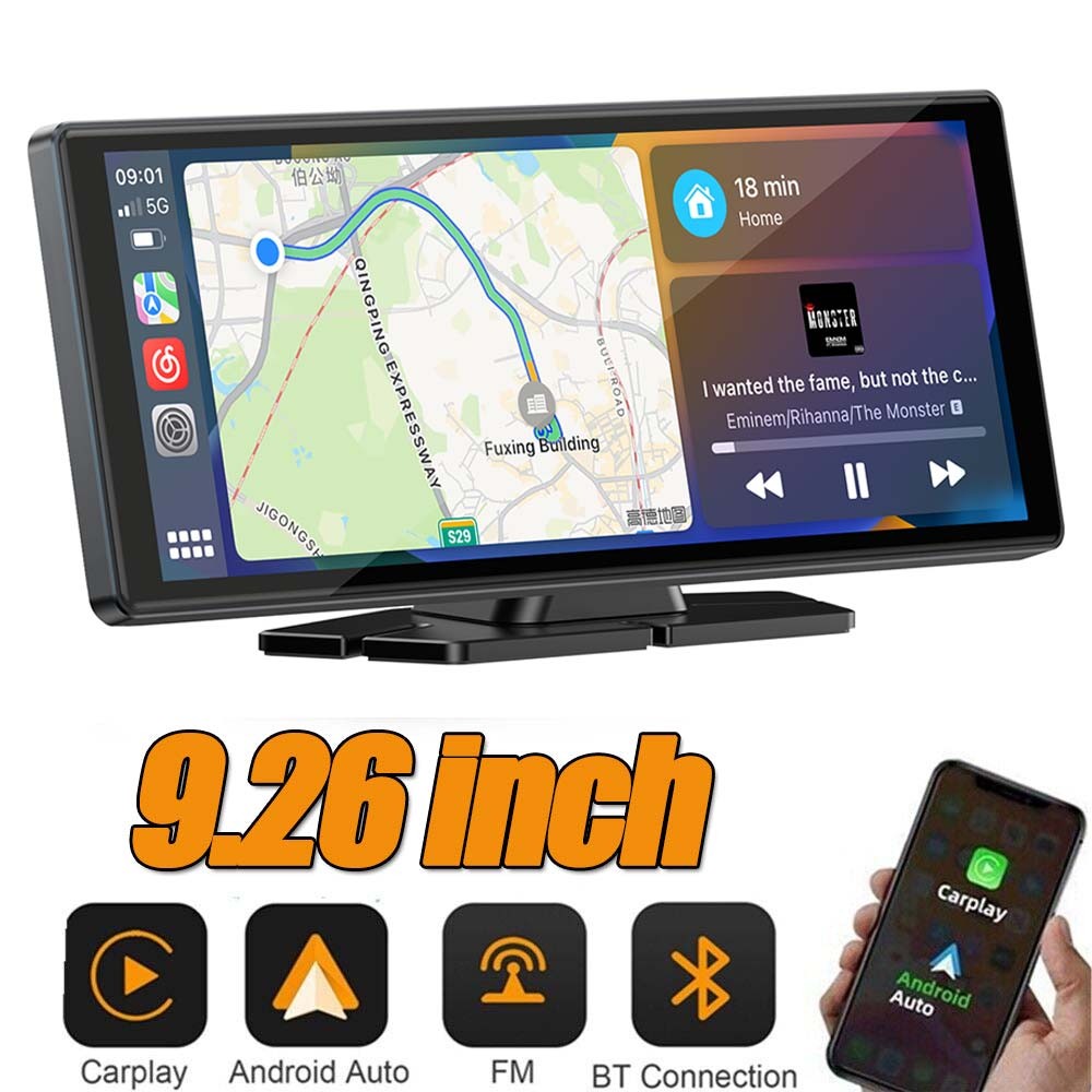 Portable 9.26″ Wireless For Apple CarPlay/Android Auto Car Stereo Touchscreen