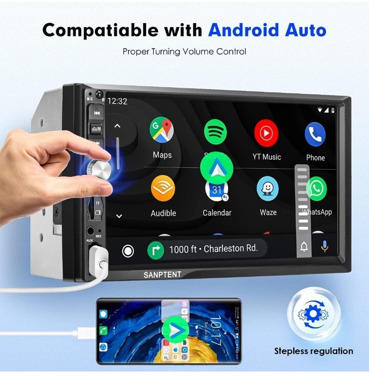 Snaptent 7660 7 Inch HD Touchscreen Car Stereo BT/AM/FM/MP5/Review Camera