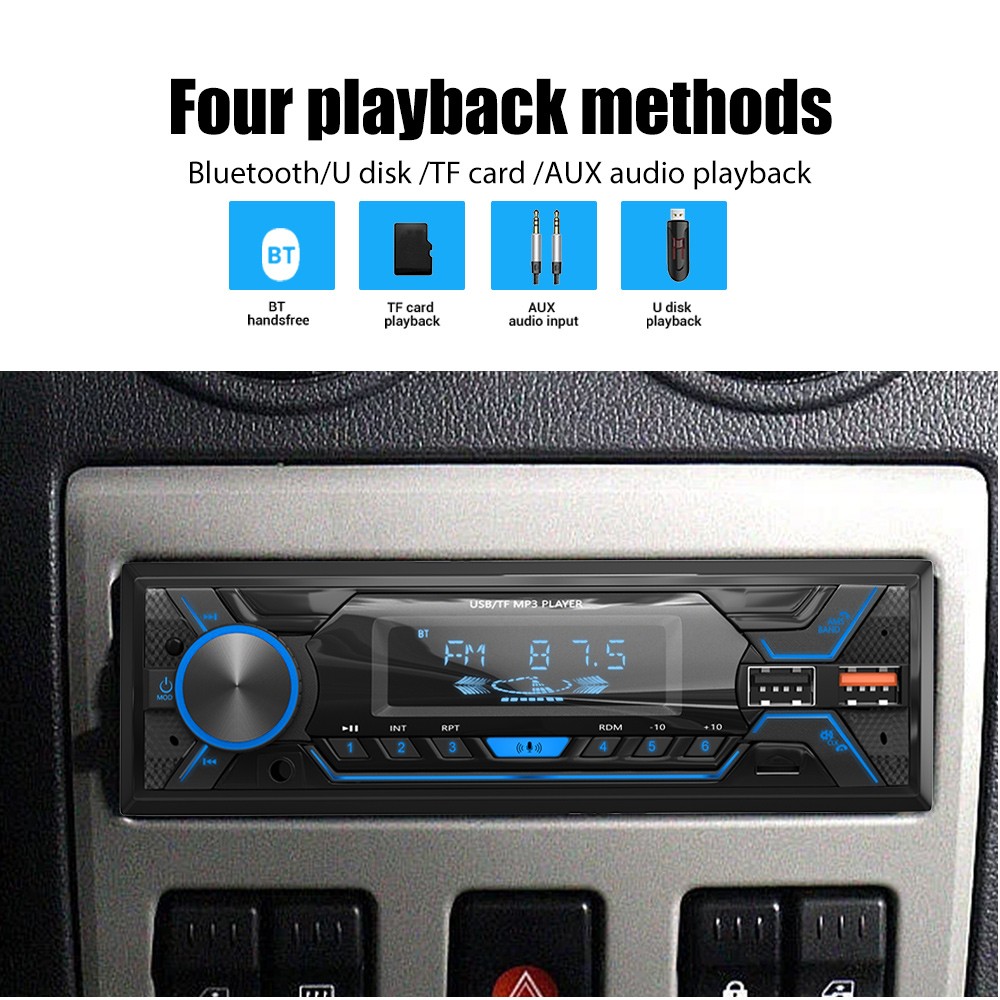 Single DIN Car Stereo Radio Audio MP3 Player USB Bluetooth Remote AUX Head Unit