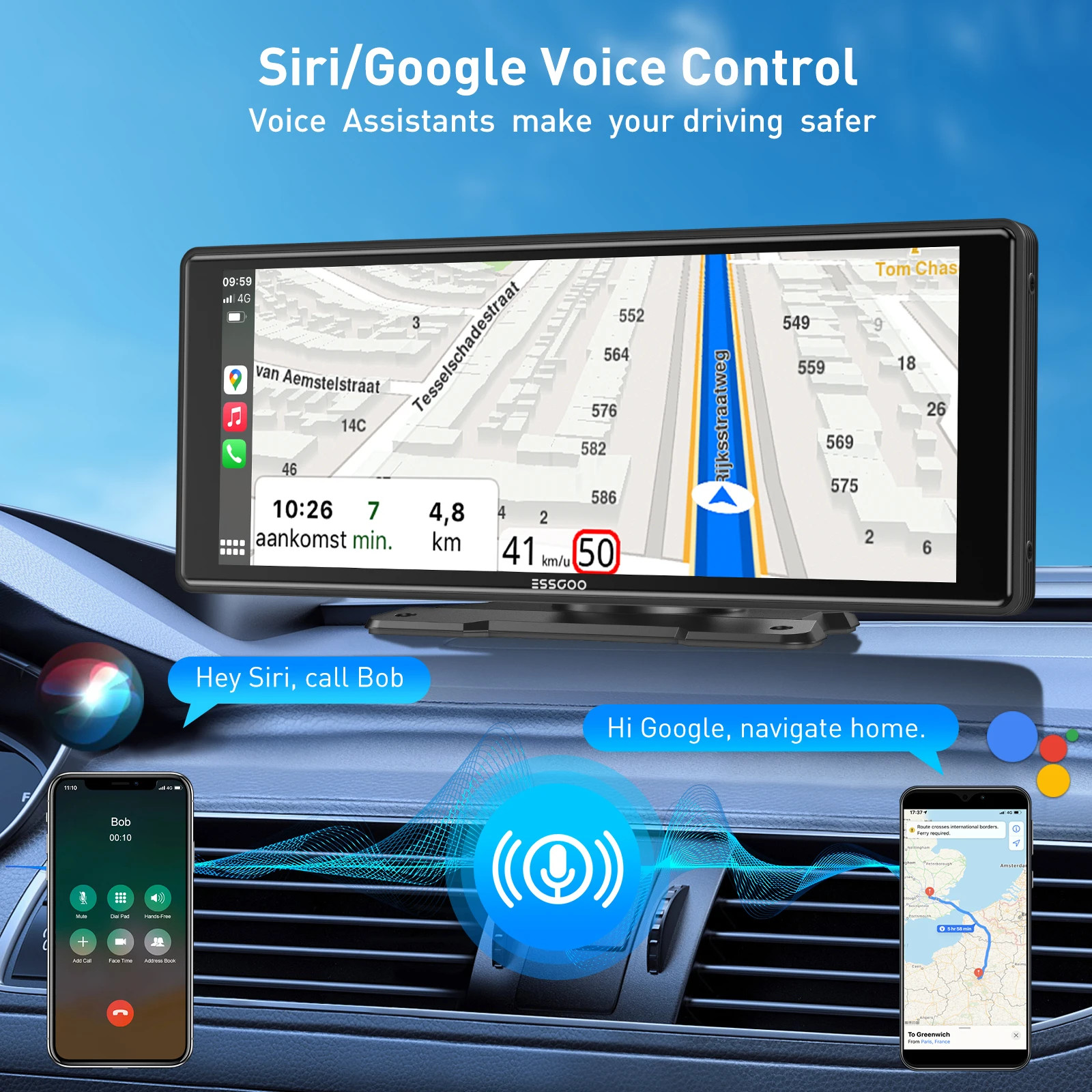 ESSGOO 10.26 portable universal car stereo Radio HD Tour screen GPS Navi WIFI