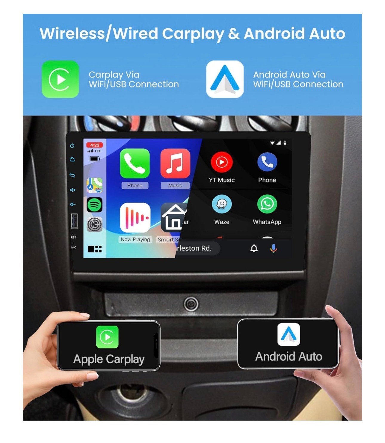 Rimoody 9 Inch Single Din Car Stereo with Wireless Carplaycarplay screen for car