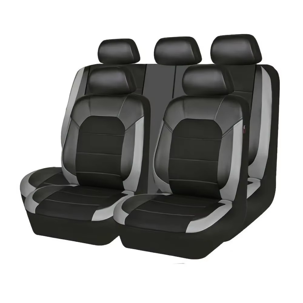 9 Pcs Sandwich Stitching Polyester +Leather Universal Car Seat Cover