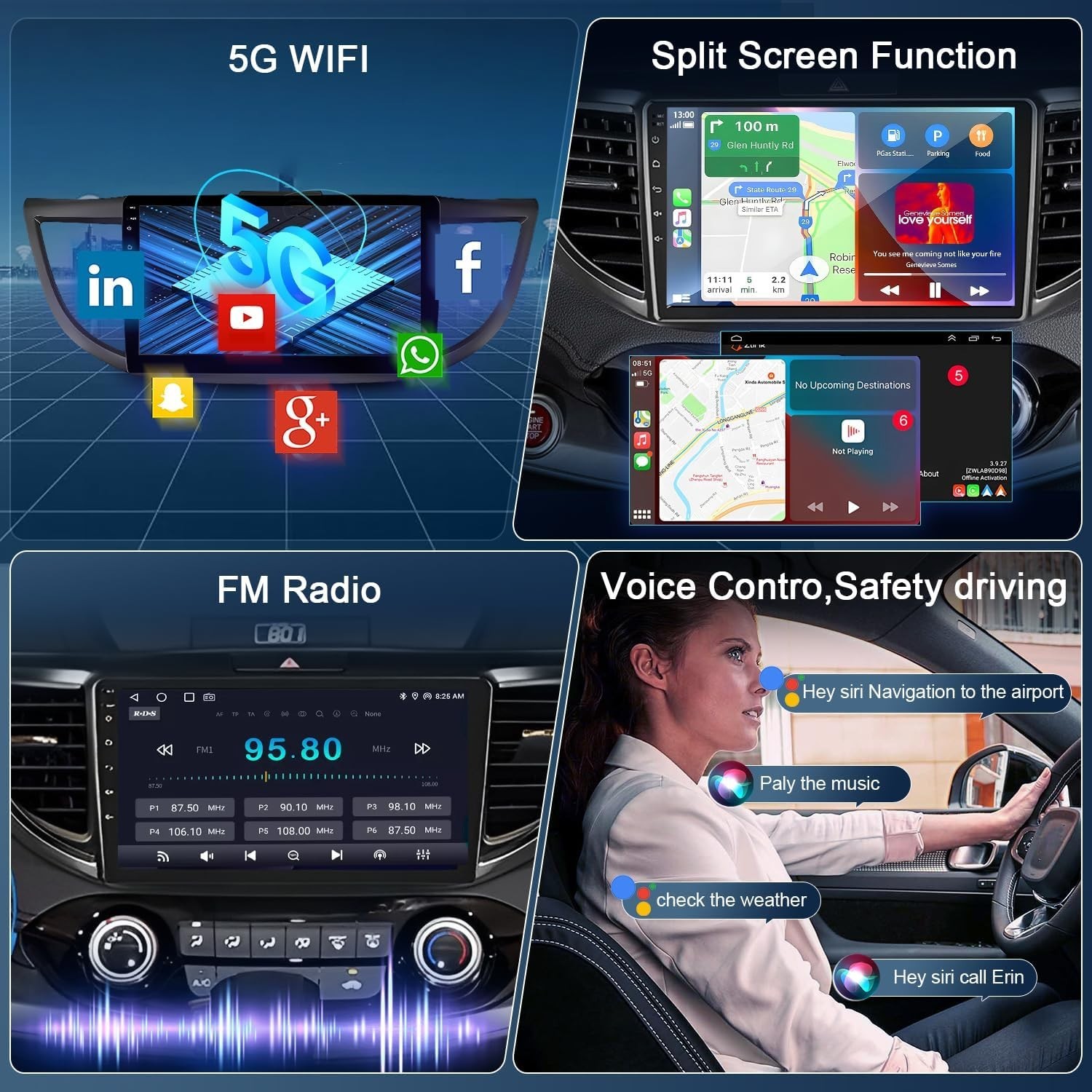 1280*800 For Honda CRV 2013-2016 Car Screen Carplay With Bluetooth Auto GPS 32G