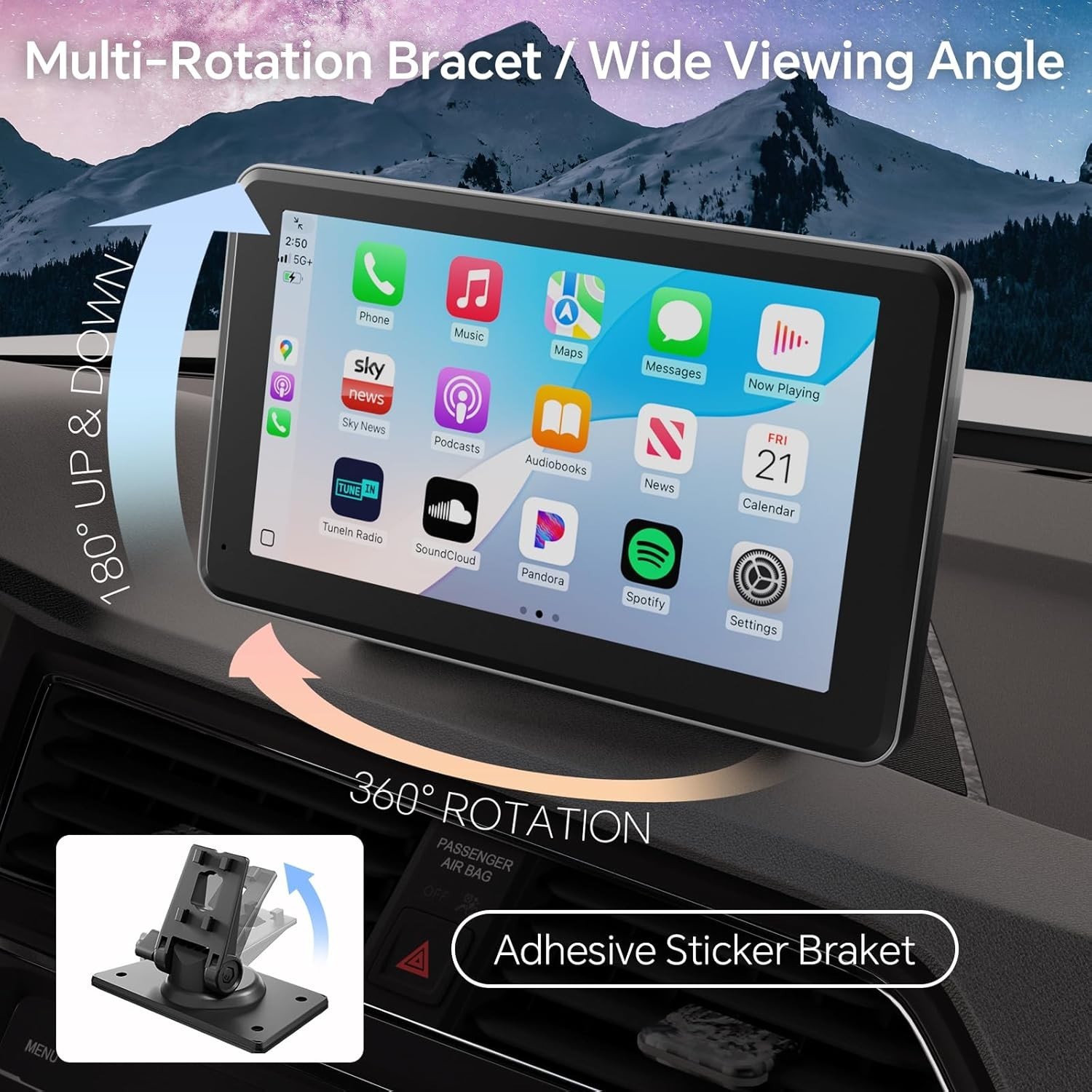 Portable 7-Inch Touchscreen Car Stereo: Bluetooth, GPS & Backup Camera Included